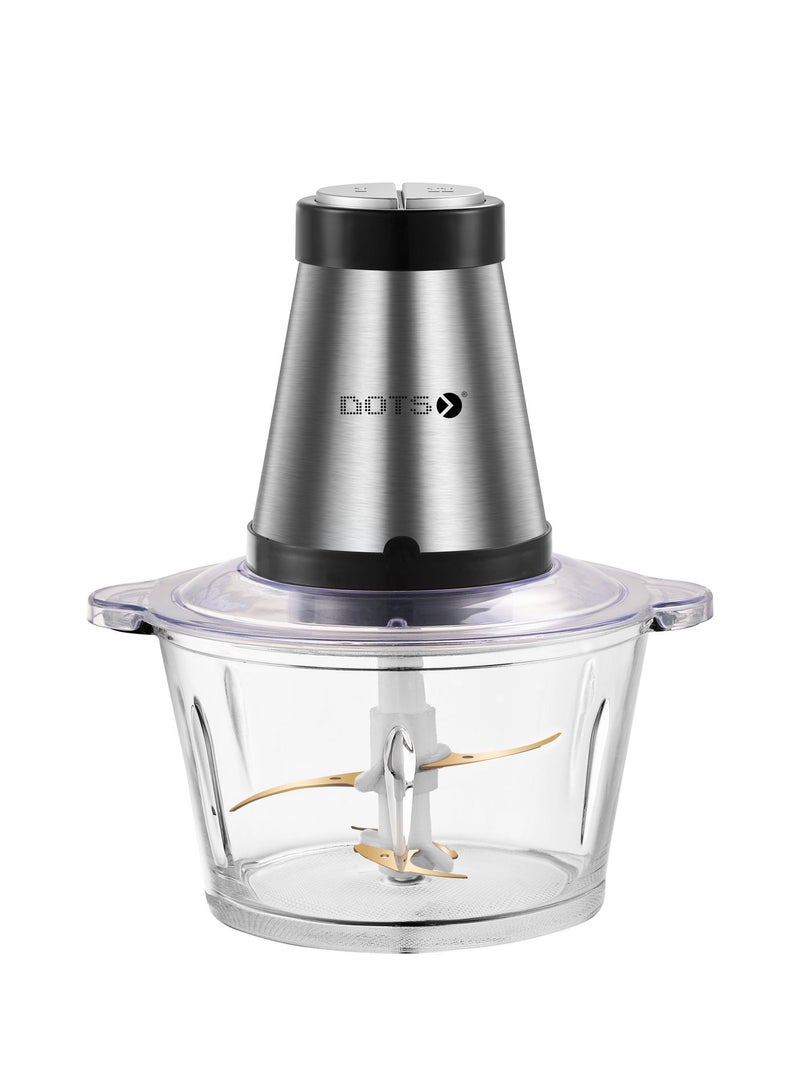 Dots Glass Food Chopper with 2 litre stirrer bowl, 2 speeds 500W for grinding vegetables, fruits and onions - FCU1022SG - Image 2